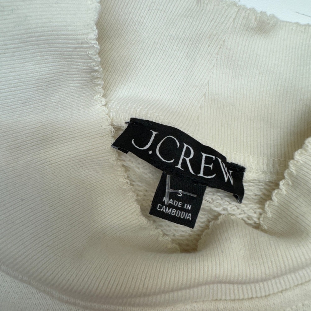 J.Crew Sweatshirt Womens Small White Black Terry Striped Nautical Coastal Preppy - Picture 4 of 10